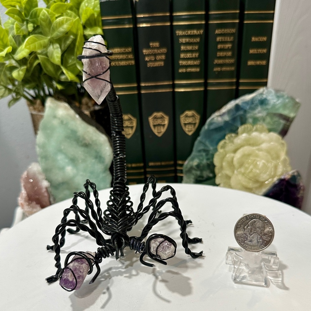 Handmade wire scorpion with amethyst